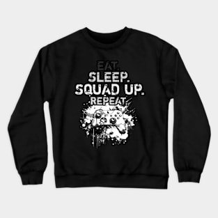 Cool Eat Sleep Squad Up Repeat Gamer Live Streamer Crewneck Sweatshirt